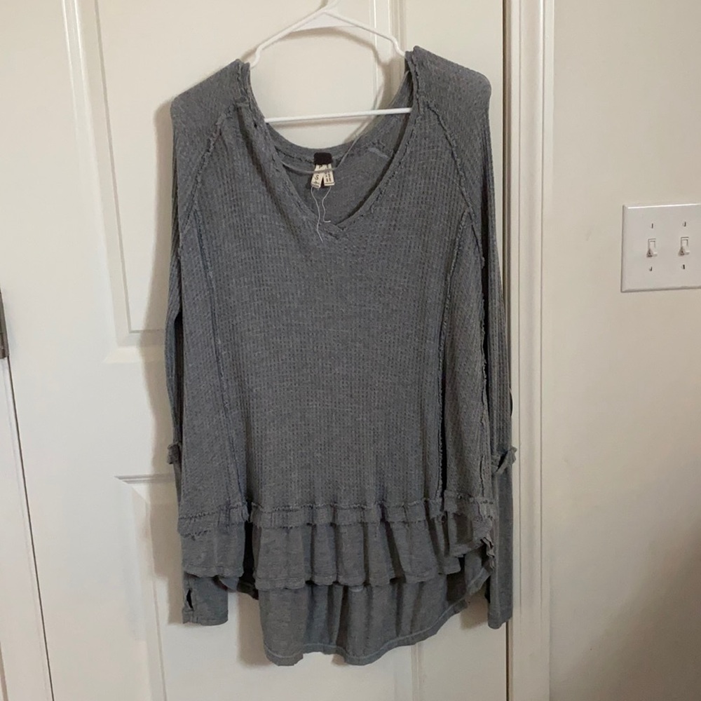 Free People Waffle Shirt